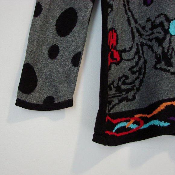 Gabby Isabella Tunic Sweater Colourful Floral Round Neck Gray Black Size Large - Picture 11 of 15